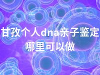 甘孜个人dna亲子鉴定哪里可以做