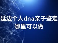 延边个人dna亲子鉴定哪里可以做