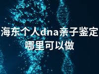 海东个人dna亲子鉴定哪里可以做