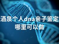 酒泉个人dna亲子鉴定哪里可以做