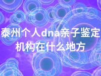 泰州个人dna亲子鉴定机构在什么地方