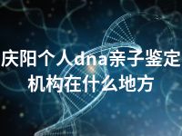 庆阳个人dna亲子鉴定机构在什么地方