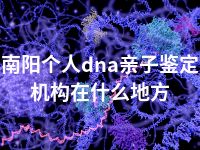 南阳个人dna亲子鉴定机构在什么地方