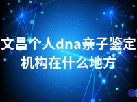 文昌个人dna亲子鉴定机构在什么地方