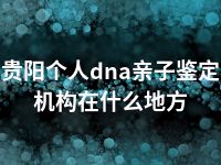 贵阳个人dna亲子鉴定机构在什么地方