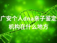 广安个人dna亲子鉴定机构在什么地方