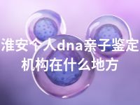 淮安个人dna亲子鉴定机构在什么地方