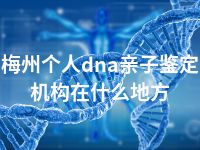 梅州个人dna亲子鉴定机构在什么地方