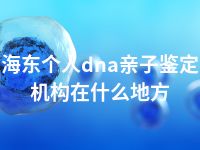 海东个人dna亲子鉴定机构在什么地方