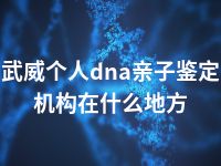 武威个人dna亲子鉴定机构在什么地方