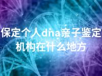 保定个人dna亲子鉴定机构在什么地方