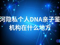 红河隐私个人DNA亲子鉴定机构在什么地方