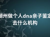 潮州做个人dna亲子鉴定去什么机构