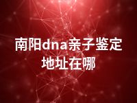 南阳dna亲子鉴定地址在哪