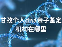 甘孜个人dna亲子鉴定机构在哪里