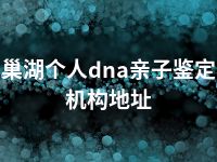 巢湖个人dna亲子鉴定机构地址