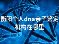 衡阳个人dna亲子鉴定机构在哪里