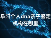 阜阳个人dna亲子鉴定机构在哪里