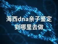 海西dna亲子鉴定到哪里去做