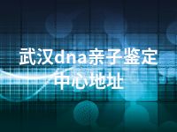 武汉dna亲子鉴定中心地址