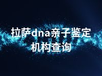 拉萨dna亲子鉴定机构查询