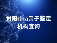 贵阳dna亲子鉴定机构查询