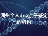 湖州个人dna亲子鉴定的机构