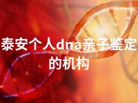 泰安个人dna亲子鉴定的机构