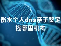 衡水个人dna亲子鉴定找哪里机构