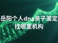 岳阳个人dna亲子鉴定找哪里机构