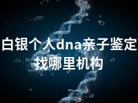 白银个人dna亲子鉴定找哪里机构