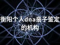 衡阳个人dna亲子鉴定的机构