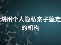 湖州个人隐私亲子鉴定的机构