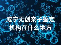 咸宁无创亲子鉴定机构在什么地方