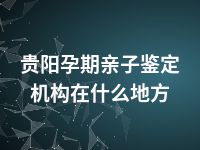 贵阳孕期亲子鉴定机构在什么地方