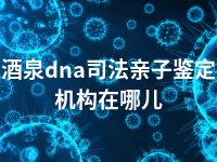 酒泉dna司法亲子鉴定机构在哪儿