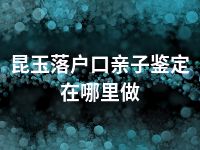 昆玉落户口亲子鉴定在哪里做