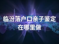 临汾落户口亲子鉴定在哪里做