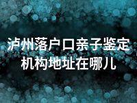 泸州落户口亲子鉴定机构地址在哪儿