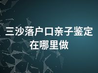 三沙落户口亲子鉴定在哪里做