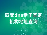 西安dna亲子鉴定机构地址查询