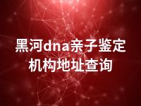 黑河dna亲子鉴定机构地址查询