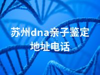 苏州dna亲子鉴定地址电话