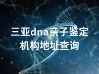 三亚dna亲子鉴定机构地址查询