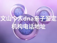 文山个人dna亲子鉴定机构电话地址