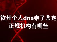 钦州个人dna亲子鉴定正规机构有哪些