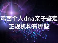 鸡西个人dna亲子鉴定正规机构有哪些