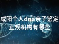 咸阳个人dna亲子鉴定正规机构有哪些