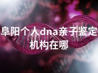 阜阳个人dna亲子鉴定机构在哪