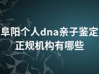 阜阳个人dna亲子鉴定正规机构有哪些